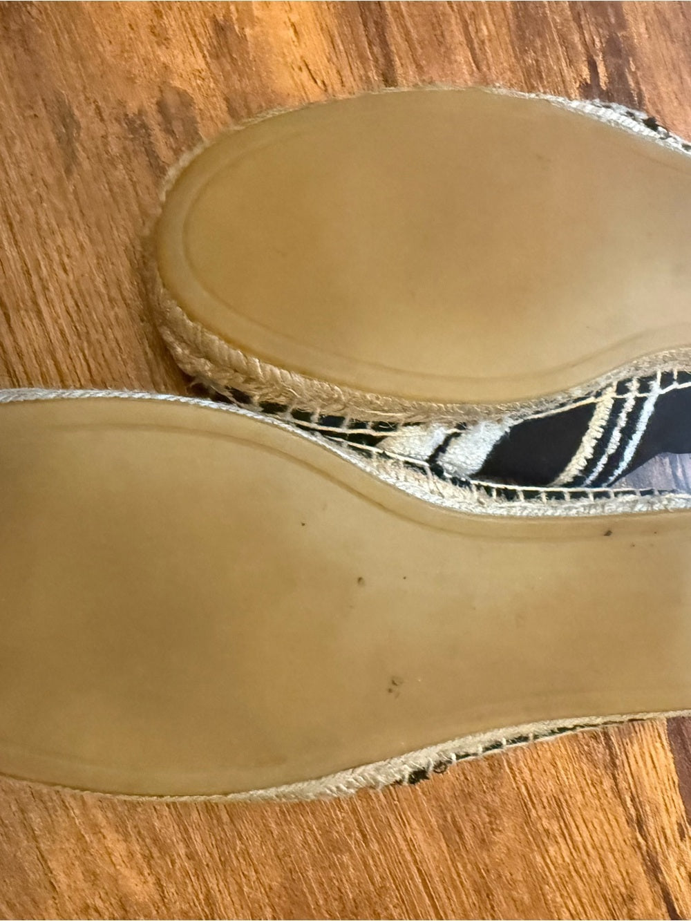 Authentic Tory Burch Black and Cream Logo Espadrille Slip-Ons