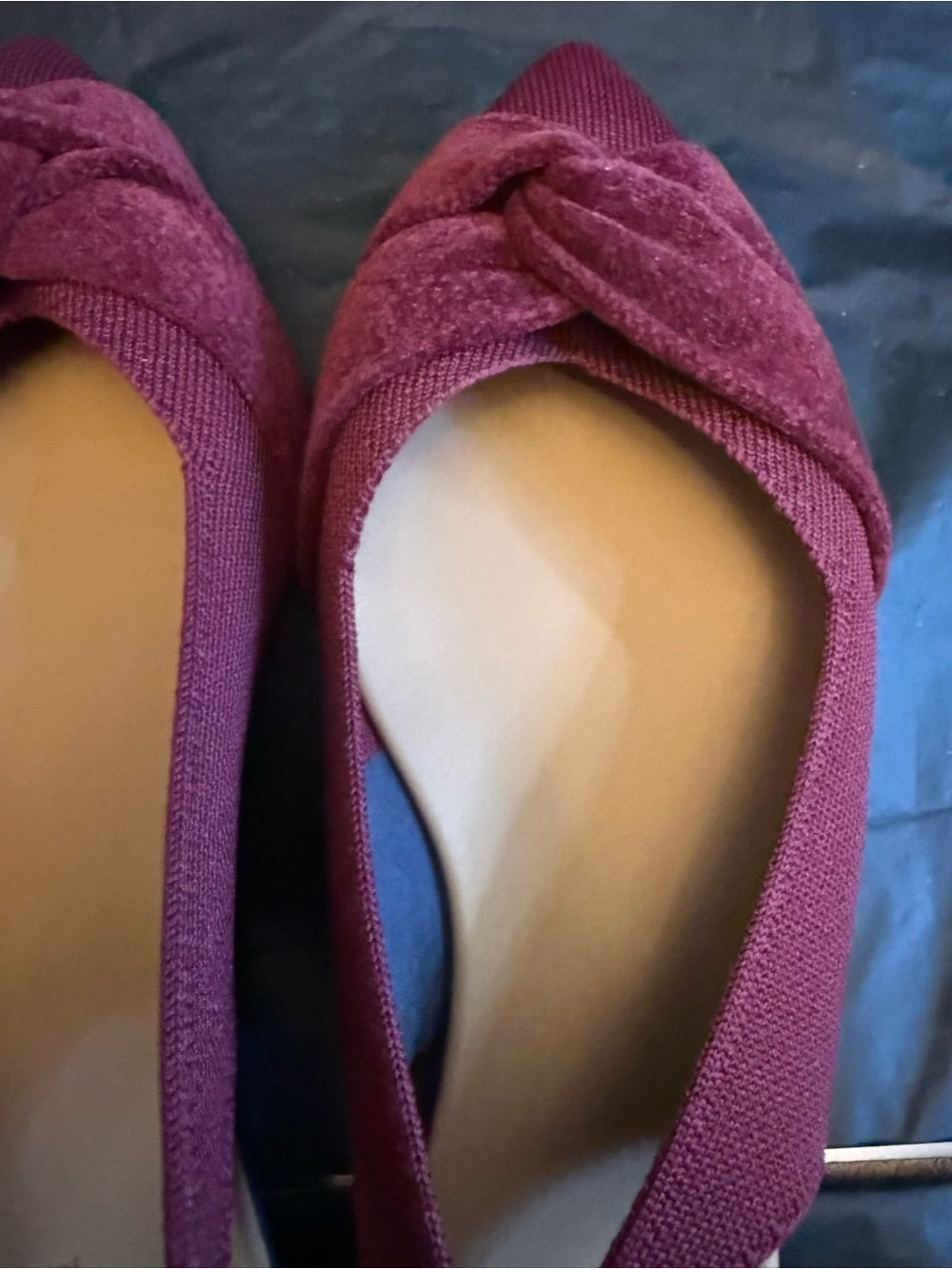Rothy's Burgundy Pointed Slingback Flats with Knotted Toe