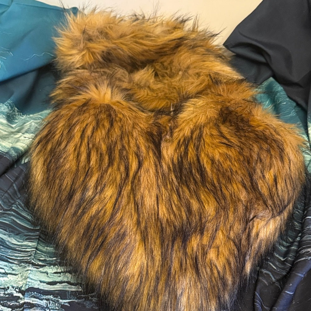 Over-the-Knee Faux Fur Boots with Heart Shaped Bag in Chestnut Brown