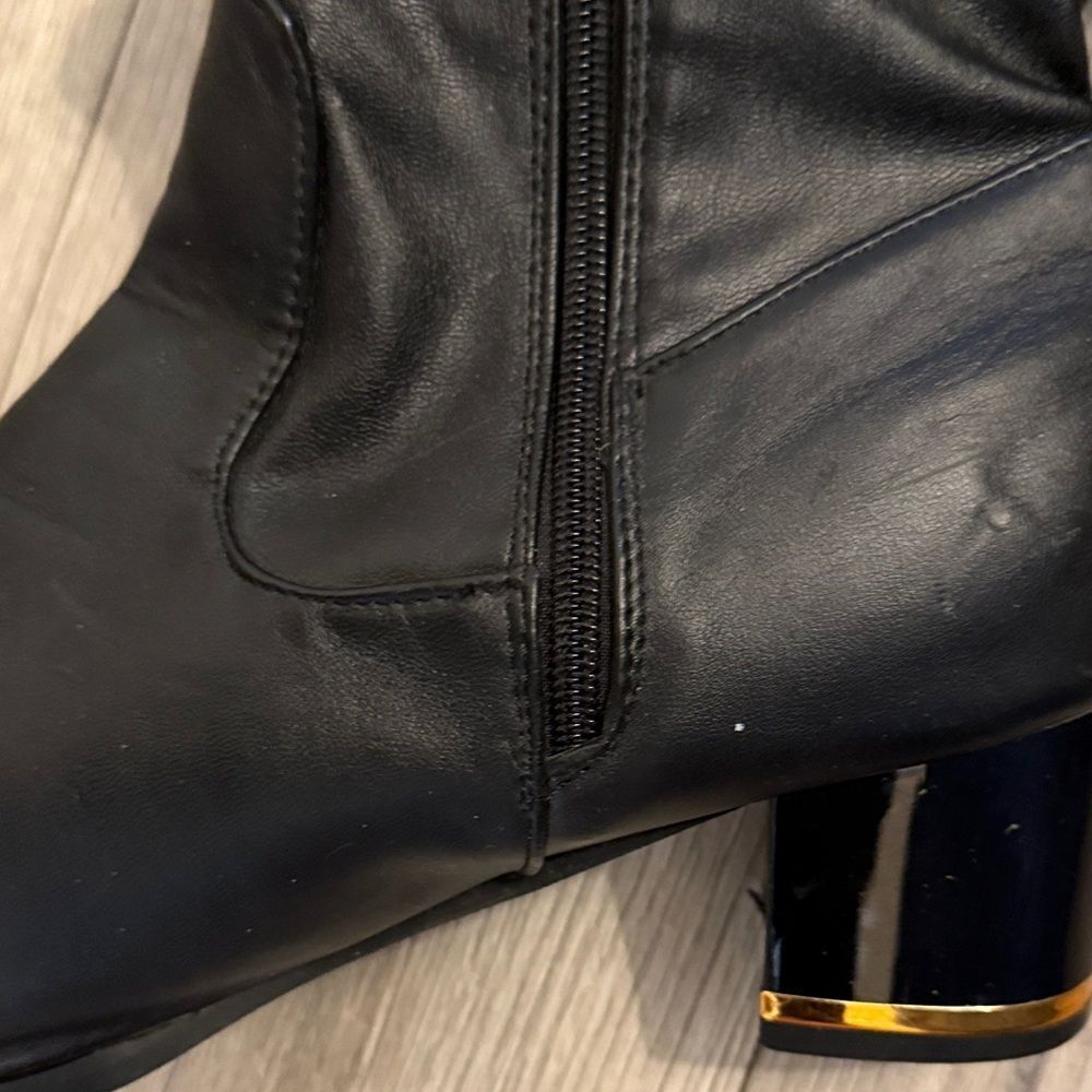 Black A Little Over-the-Knee Lace-Trim Block Heel Boots