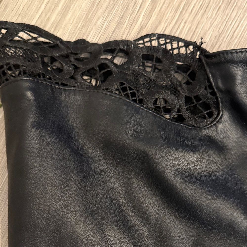 Black A Little Over-the-Knee Lace-Trim Block Heel Boots