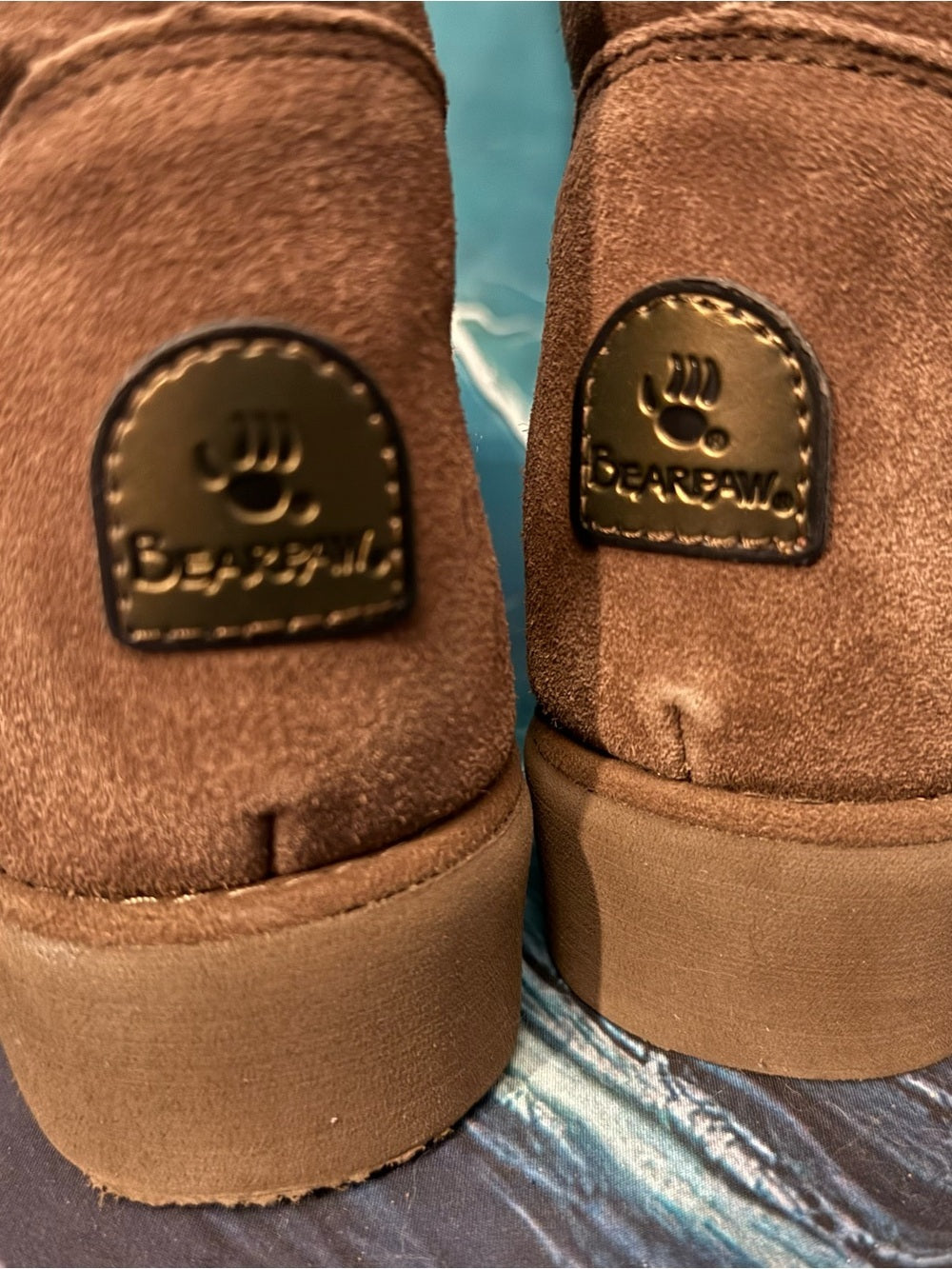 BearPaw Brown Suede Faux-Fur Tall Winter Boots with Stud Accents
