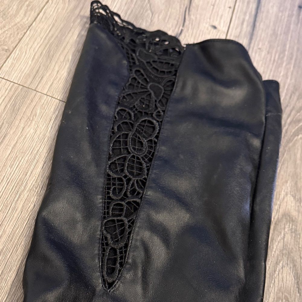 Black A Little Over-the-Knee Lace-Trim Block Heel Boots