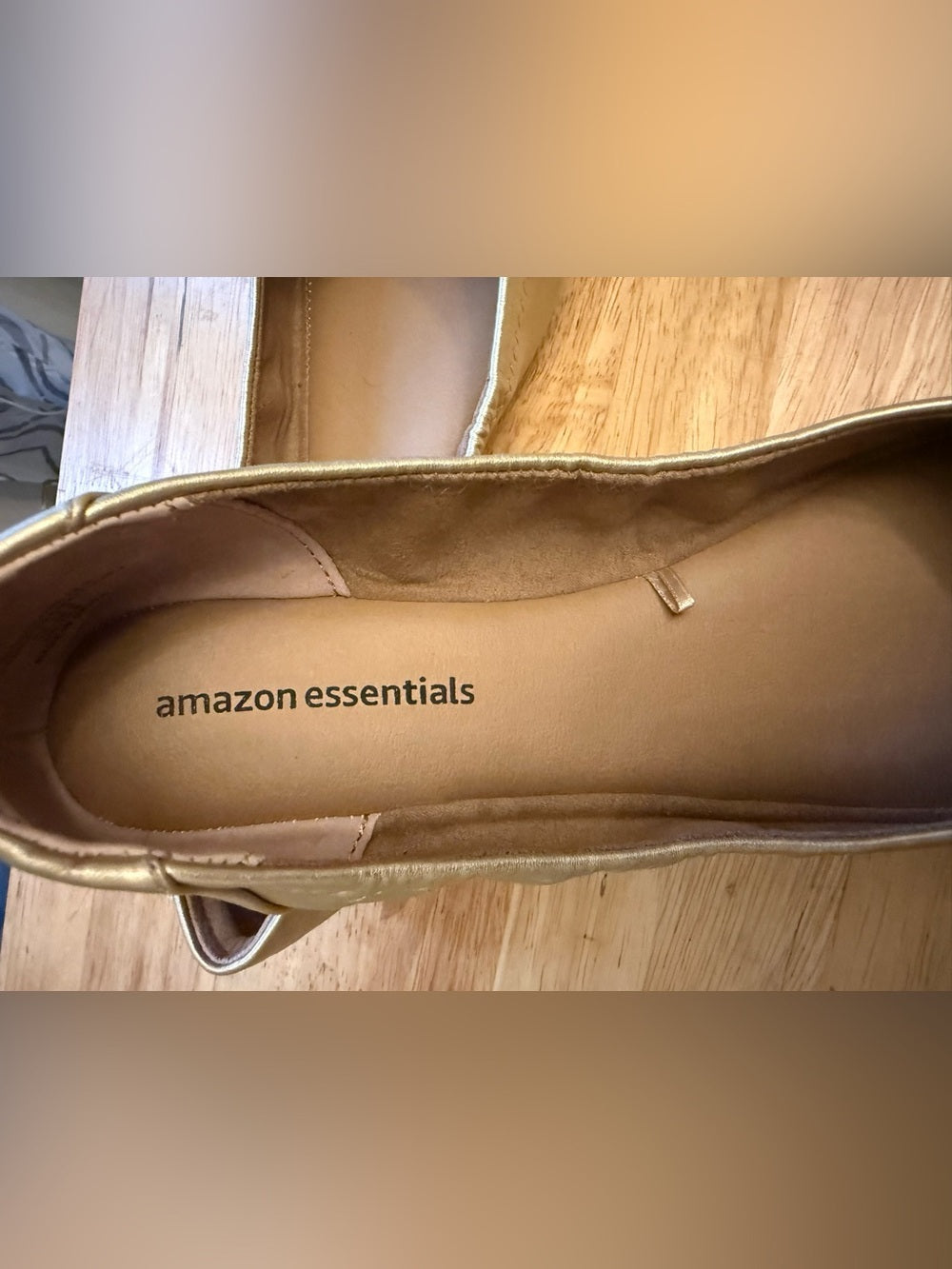 Amazon Essentials Metallic Gold Slip-On Ballet Flats