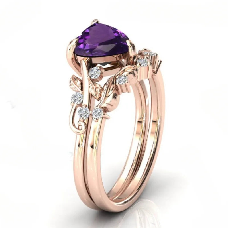 Unique Heart and Leaf Wedding Set