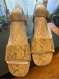Vionic Taupe Snake-Print Block Heel Sandals