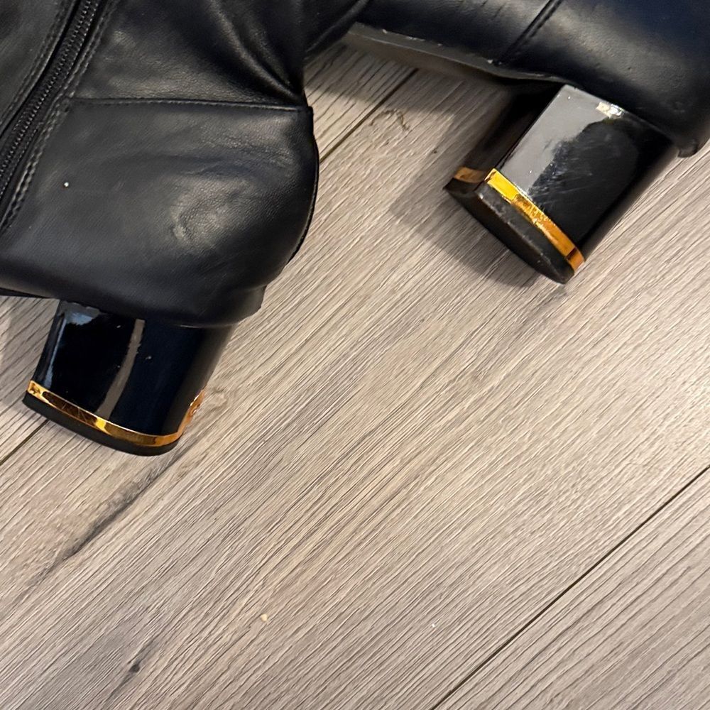 Black A Little Over-the-Knee Lace-Trim Block Heel Boots
